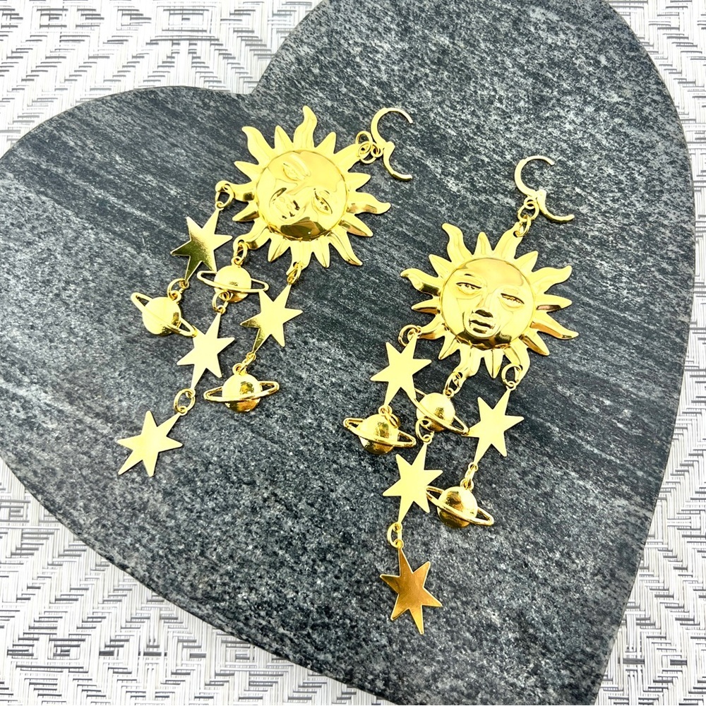Celestial Bohemian Sun Statement Earrings